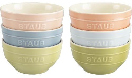 Staub Lot de 6 petits bols universels en céramique de 12,1 cm, couleurs pastel macaron