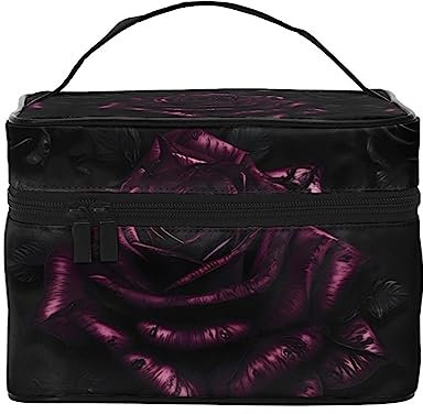 Grüne Geckos Print Make-up Tasche,Tragbare Kosmetiktasche,Große Kapazität Reise Make-up Fall Organizer, Gothic Rose, Einheitsgröße