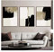 UEHVVF Schwarz Weiß Gold Abstrakt Poster 3 Stück Set Beige Schwarz Gold Minimalistische Wandkunst Moderne Mode Kunstdruck Leinwand Gemälde Für Haus Wanddekoration, Ungerahmt (monochrom,50 * 70CM)