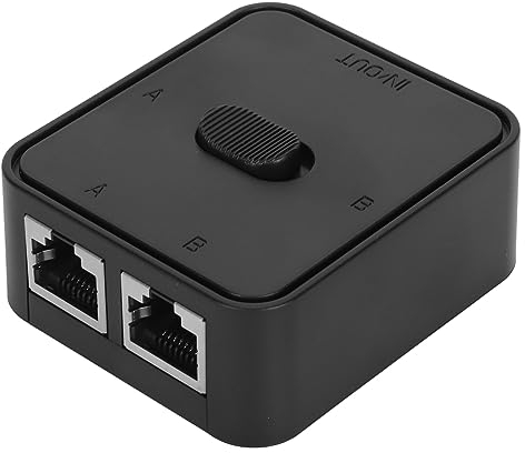 Switch di Rete Gigabit a 2 Porte, Switch Gigabit Ethernet con Porta RJ45 CAT6 2 in 1 Uscita, Selettore Splitter con Interruttore a Pressione di Tasto di Rete