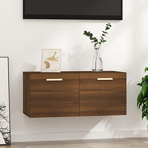 BaraSh Wandschrank Braun Eichen-Optik 80x35x36,5cm Holzwerkstoff Wandschrank HäNgend HäNgeschrank Wohnzimmer HäNgeschrank Schrank