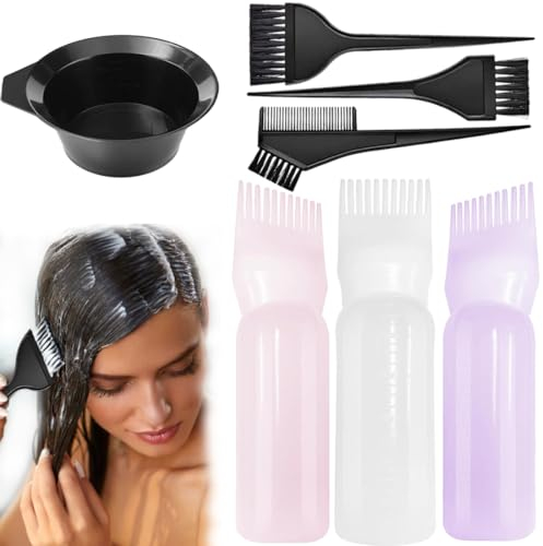 7 Pcs Outils Pour Colorer Les Cheveux, Applicateur Huile Cheveux, Pinceaux Pour Teindre Cheveux, Peigne Applicateur Huile Cheveux,Applicateur Pour Peigne De Racines,Bouteille De Teinture Pour Cheveux