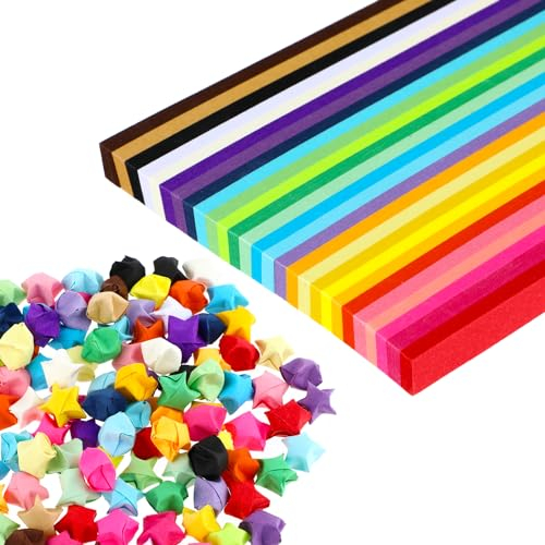 1030 Blatt Bunt Origami Papier Sterne Doppelseitiges Stern Papierstreifen Gefaltetes Pastell DIY Bastelarbeiten für Kinder und Erwachsene
