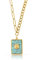 Made by Nami Halskette Damen Gold mit Türkisfarbenem Anhänger 40 + 5 cm Länge Wasserfest Geschenke für Frauen Boho Schmuck