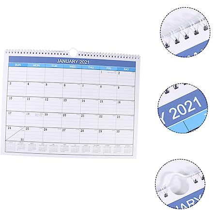 CAXUSD Kalender mit Datumsfenster: 1 Stück englische Ausgabe Tischkalender 2021 Wandkalender Zeitpläne Kalender Platz für Notizen stilvolles elegantes Design