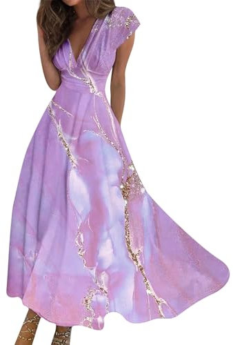 Robe Cocktail Femme Mousseline Cérémonie Cocktail Robe Longue Coton Robe Blanche Femme Vacances Décontractée Cocktail Robe De Fete Femme Robe Blanche Robe Sexy Robe De Soiree Violet M