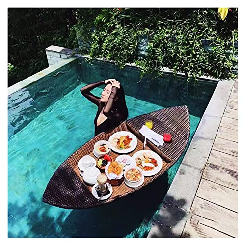 Luxuriöses schwimmendes Serviertablett, Pool-Tablett, schwimmende Serviertabletts, Tischbar, Pool-Rattan-gewebter Lebensmittel-Getränkehalter, zum Servieren von Getränken, Brunch