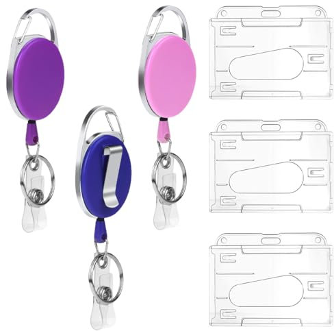 Porte-badge avec Yoyo et Cordon Résistant pour Carte de Visite,Carte d'étudiants,Carte Bus de la Marque Protection de Vos Badges(3pcs)