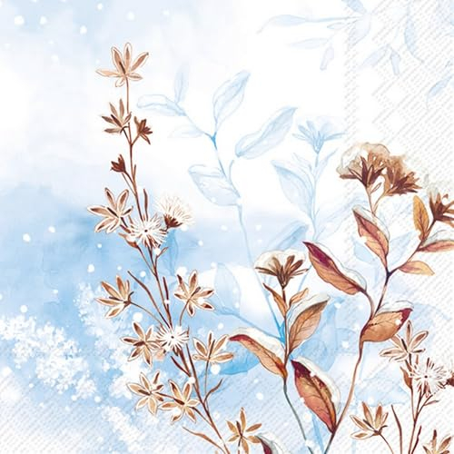 20 Servietten Winter Verschneite Gräser als Tischdeko. Papierservietten mit Motiv. Auch für Decoupage und Serviettentechnik 33x33cm