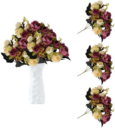 astylishome Unechte Blumen Künstliche Rosen Fake Rose mit Einzelnen Langen Stiel Künstlich Bouquet für Brautstrauß Arrangement Hochzeit Tafelaufsatz Party Küche Dekor 0311