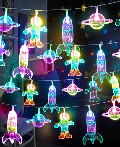 AceList Weltraum-Lichterkette, 50 LEDs, farbwechselnde Lichterkette mit Batterie und USB-betrieben, für Kinder-/Kinderzimmer, Weltraum-Party, Weihnachten und Schlafzimmer-Dekoration