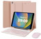 MAYPHY Custodia per tastiera con mouse per iPad 9a/8a/7a generazione 10,2, iPad Air 3/Pro 10,5, custodia rimovibile con portapenne, mouse wireless, layout UK, rosa