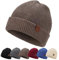 BARFULKER Winter Beanie Mütze Damen Herren Warm Gefüttert Wintermützen Thermo Strickmütze Laufmützen Dehnbare Weiche Wollmütze Unisex Hat,Khaki
