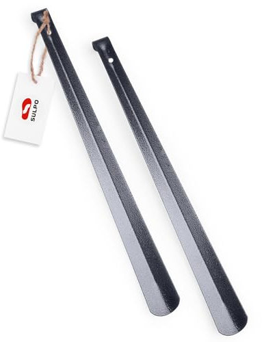 SULPO 2er Pack 51cm Stabil Schuhlöffel aus Edelstahl - Schuhlöffel Lang - Schuhlöffel Metall mit Aufhängeloch - Schuhanzieher Lang - Shoe Horn