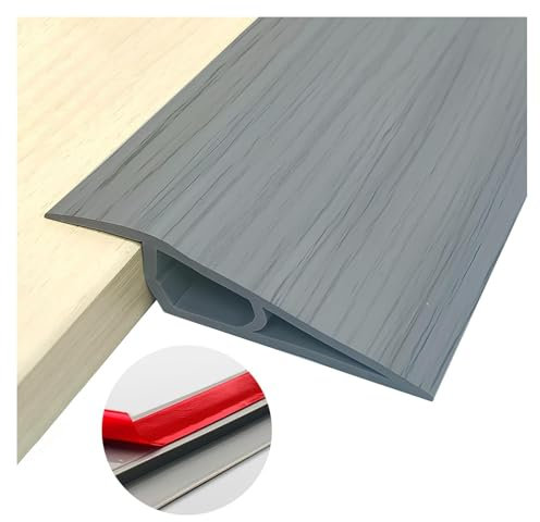 Übergangsprofil Selbstklebend, 100x 7/7.2cm PVC Boden-Leiste, Abschluss Anpassungsprofil, Abdeckleiste Für Fliesen, Holz, Laminat, Höhenausgleich 1.1-1.5cm/1.6-2cm(Gray Wood Grain,7 * 100cm)