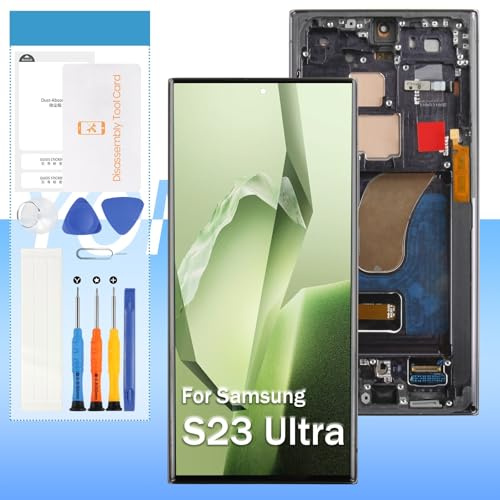 Original pour Samsung Galaxy S23 Ultra Écran Remplacement SM-S918 6.8 Pouces LCD Écran Tactile Digitizer Assemblée Verre - Noir avec Cadre - Outils