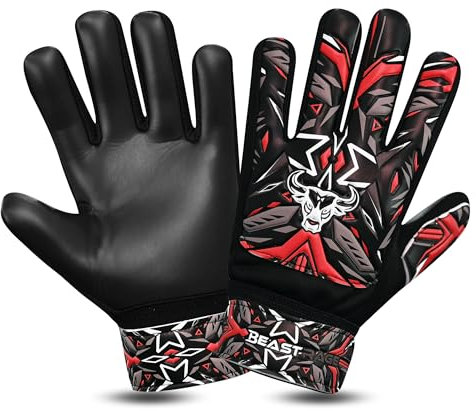 BEAST RAGE Torwarthandschuhe Kinder Gepolsterte Torwart Handschuhe für Kindero Fußball Torwarthandschuhean für Jungen, Kinderg (Orange, Größe 5, geeignet für Kinder von 9 bis 12 Jahren)