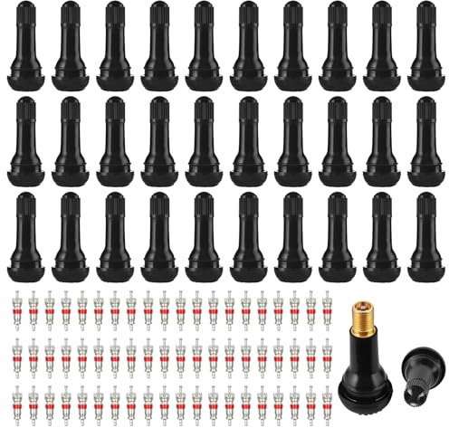 CONNECTION 30 Stück TR414 Autoreifen Ventil und 60 Ventilkerne Snap-in Gummiventile Reifenventile Pkw Autoventil Felgenventile Tubeless Ventileinsatz für Motorräder Auto Fahrräder Geländefahrzeuge