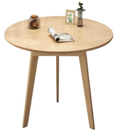 WWERTYY Kleiner, runder Couchtisch mit Beinen aus Massivholz für eine stabile Struktur und leisen Bodenmatten. Geräumige Schreibtischplatte als Wohnzimmerdekoration in Wohnungen (Holzfarbe