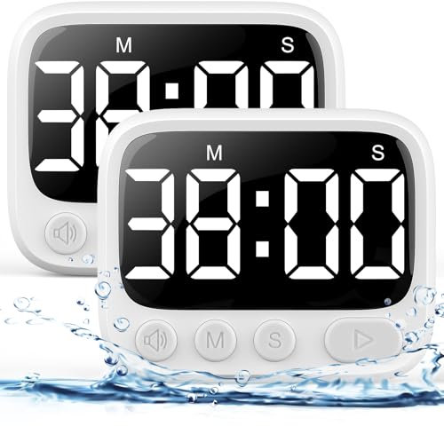 HAUKINIX Dusch-Timer, wasserdicht, Badezimmer-Timer, WC-Timer, digitaler Küchentimer, Wandhalterung, Lern-Timer mit faltbarem Ständer, Countdown-Timer, Stoppuhr mit Saugnapf zum Schwimmen