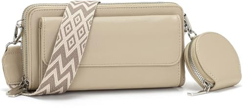 Snmoec sac telephone portable femme pochette telephone portable sacs bandoulière femme Avec porte-monnaie et fente pour carte petit sac a main kaki clair