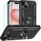 Yiakeng for iPhone 15 Case with Screen Protector: Military Grade Protective Cases with Ring Holder Kickstand for - iPhone 15 (Black)