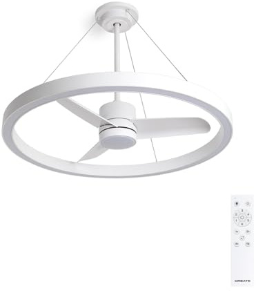 CREATE / WIND HALO/Ventilador de techo con luz con mando / 36W. Silencioso. Ø107 cm. doble luz. programable de 1 a 4h. 6 velocidades. luz LED 3 temperaturas. temporizador. función verano-invierno