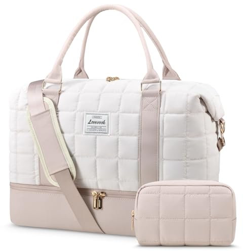 LOVEVOOK Reisetasche Damen, Leicht Puffer Weekender Handgepäck Tasche Kliniktasche Geburt Krankenhaustasche mit Schuhfach & Nassfach, Travel Bag Sporttasche für Flugzeug Reise