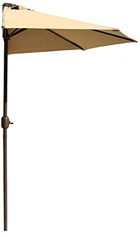 HUIBBGO Parasol de terrasse Demi-Rond avec manivelle, diamètre : 2,7 m/8,9 pi, Protection Solaire pour Balcon avec 5 Baleines en Acier