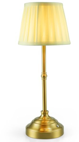 Monsing Tischlampe Kabellos, Wiederaufladbar,3 Farbtemperaturen Dimmbar, Tragbare LED-Wasserdichte Tischlampe für Esszimmer, Schlafzimmer, Esstisch,Außenbereiche (Gold)