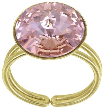 Konplott: Ring Rivoli shinny brass, moderner runder Solitärring in glänzend-goldener Fassung, für Damen/Frauen (rose)