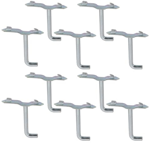Ludom 10PCS Metal Shelf Rack Hook, Heavy Duty Square Hole Plate Hook, 50mm Peg Board Grid Tool Organization for Supermarket Garage Retail Workshop