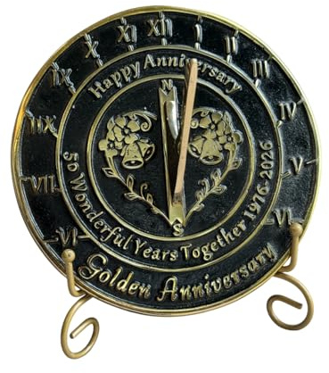 NauticalMart Sonnenuhr, Geschenk zum 50. Hochzeitstag im Jahr 2026, Metall, Heimdekoration oder Garten, Geschenkidee, handgefertigt für ihn, ihre Eltern oder Paare, 50-jährige Feier