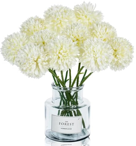12 Paquete Blancas Artificiales Hortensias Artificiales Sin mantenimiento | Crisantemos Artificial Decoración Flores Para Decoración de Fiestas en el Jardín del Hogar, Bodas Gran durabilidad(Blanco)