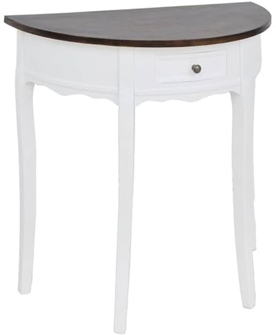 FWIKDUN Table console blanche avec tiroir : table semi-circulaire compacte avec espace de rangement, table console semi-circulaire blanche avec tiroir