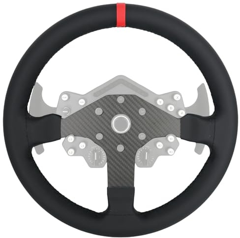 Benshuuk 13” 13CM Original Leather Steering Wheel For PXN W DS R2 Bundle Gaming Racing Wheel;Real Carbon Fiber For PXN V12 Lite Hub Base Work on For Xbox Series X/S PS4 PS5 PC Platforms