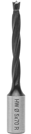 ENT 22281 Dübelbohrer HW, Schaft (S) 10 mm, Durchmesser (D) 5 mm, NL 43 mm, SL 20 mm, L 70 mm, Rechts