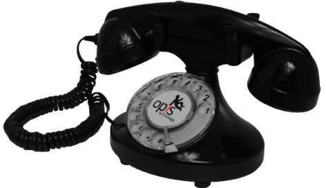 Opis FunkyFon Cable : Das Nostalgie Retro Telefon mit Wählscheibe - Nachbau von klassischem Vintage Wählscheibentelefon im geschwungenem 1920er Stil mit elektronischer Klingel (schwarz)