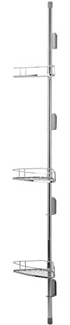 Croydex Chrome Triple Adjustable Basket Shower Caddy Corner Storage Set, 5 Year Rust Free Guarantee, Silver