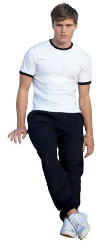 Fruit of the Loom Elasticated Cuff Classic Pantalon de Sport, Noir, XL Homme