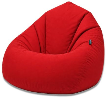 BuBiBag Sitzsack Erwachsene Bodenkissen Sitzkissen, Rot XXXL | Riesensitzsack Tropfenform als Liegekissen, 128x85 cm, gefüllt, wasserabweisend, Indoor und Outdoor
