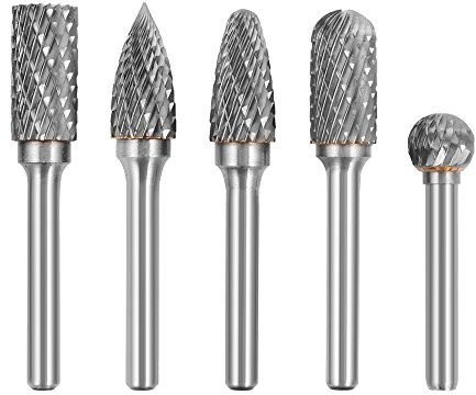 Fraises sur tige en carbure Kangteer 12 mm de diamètre 1/10,2 cm Tige double Cut Lime rotative en carbure de tungstène Fraises de coupe Outil rotatif perceuse Die Grinder Embouts, 5PCS, 5 pièces