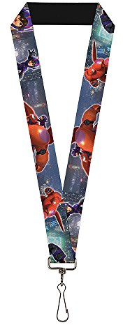 Buckle-Down Lanyard-1.0-Hiro & Baymax Action Poses/San Fransokyo, Mehrfarbig, Einheitsgröße
