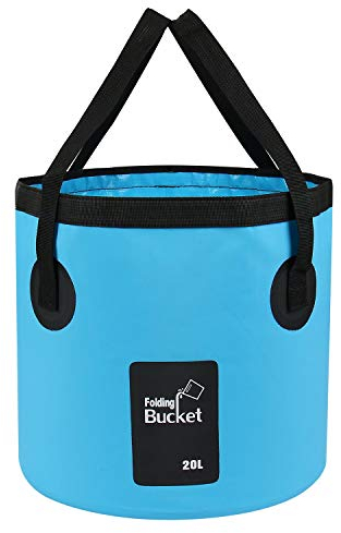 iGreely Folding Bucket - Foldable Camping Storage Container Collapsible Bucket 12L 15L 20L Portable Lightweight Pail for Camping Traveling Hiking Fishing Boating and Gardening (Blue, 20L)