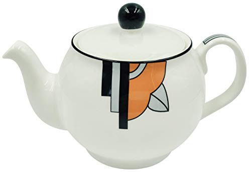 Stylish Ritzy Art Deco Fine Bone China 4 Cup Teapot (Orange)