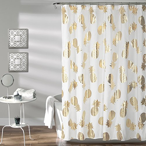 Lush Decor Rideau de Douche Motif Ananas Doré 182,9 x 182,9 cm