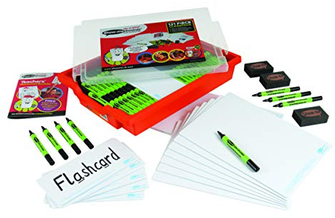 Show-me GTC/SMB Plain Whiteboards in Gratnell's Tray, Class Kit (Pack of 30)