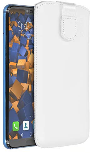 mumbi Echt Ledertasche kompatibel mit Honor 10 Hülle Leder Tasche Case Wallet, Weiss