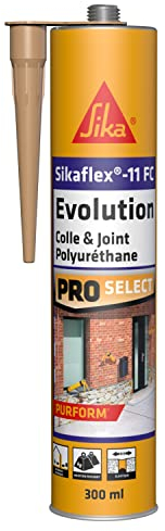 Sikaflex 11 FC Evolution Beige, Mastic-colle multi-usages, haute performance pour joints et collages, mastic intérieur et extérieur, mastic polyuréthane PU, 300ml