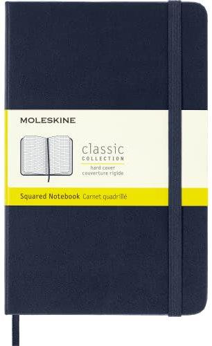 Moleskine - Klassisches Kariertes Notizbuch - Hardcover mit Elastischem Verschlussband - Farbe Saphirblau - Größe Medium 11,5 x 18 - 208 Seiten